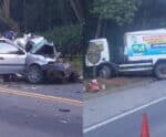 Acidente entre carro e caminhão de lixo mata motorista na 262