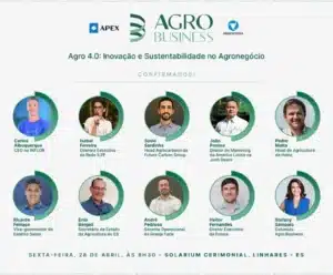 4º Encontro Agro Business reunirá cadeia do agro em Linhares A imagem enquadra nomes das presenças confirmadas, sendo elas: Carlos Albuquerque, Isabel Ferreira, Savio Sardinha, João Pontes, Ricardo Ferraço, Enio Bergoli, André Pedroso e Heitor Fernandes. O evento ovorrera sexta (28 de abril) ás 08:30 no Solarium Cerimonial, Linhares- ES