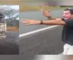 Caminhoneiro de Piúma pede por milagre ao ver veículo em chamas e minutos depois começa a chover