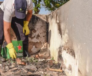 Com avanço da dengue, Cachoeiro alerta para os focos encontrados em residências Um agente da Prefeitura de Cachoeiro faz a fiscalização em um terreno.