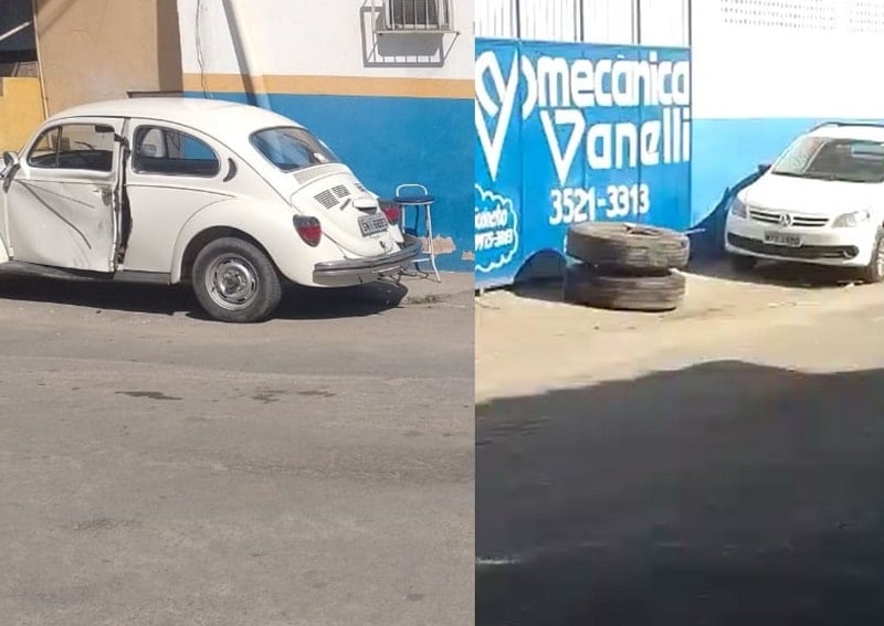 Roda de carreta se desprende e atinge veículo estacionado em Cachoeiro