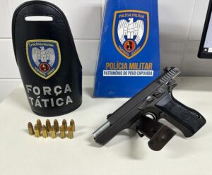 PMES detém suspeito e apreende armas de fogo na Serra Arma de fogo e munição