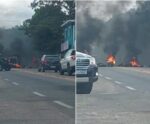 Em protesto contra prefeito, moradores ateiam fogo em pneus e fecham rodovia em Itapemirim