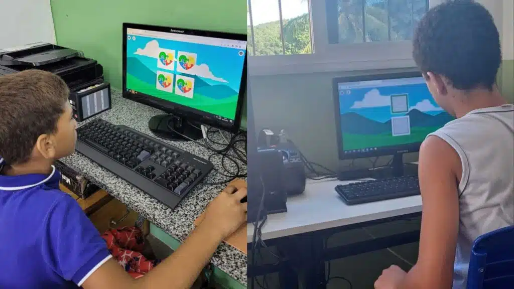 menino utiliza plataforma no computador