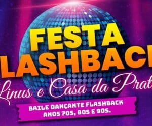 Uma noite de Flash Back com ABBA e Bee Gees em Guaçuí Foto mostra logomarca da Festa Flash Back na Linus & Casa da Prata que viverá clima de flash back