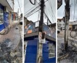 Cabos de telefonia e internet causaram curtos e fogo em postes