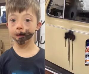 Huck brinca com garoto que 'pintou' Fusca da família: 'vou arrumar um estágio no Lata Velha'
