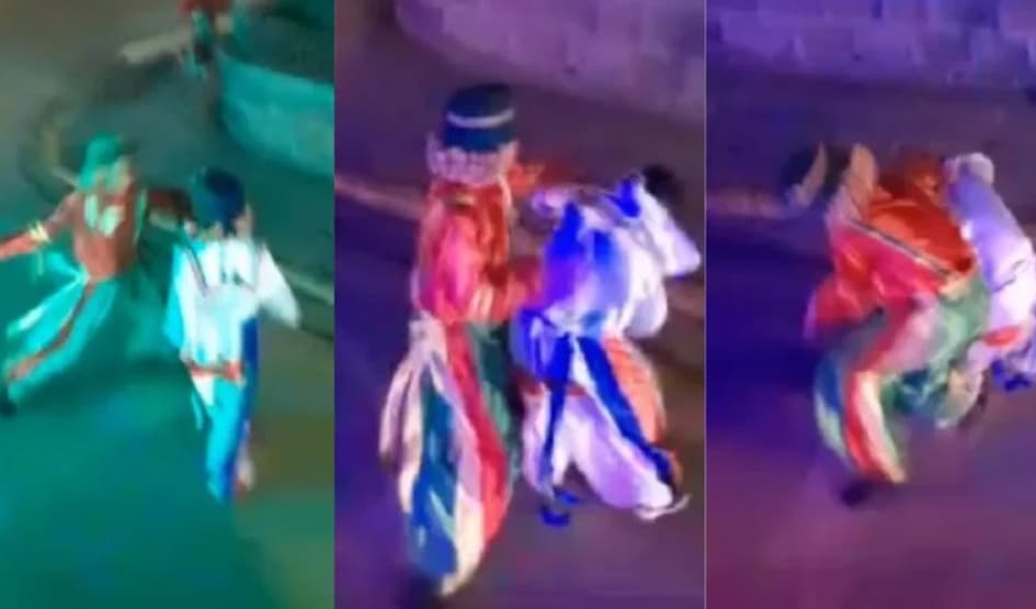 Animadores vestidos de Patati e Patatá trocam socos