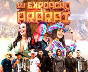 Foto mostra os artistas dos shows que vão acontecer na Expoagro de Araraí em Alegre