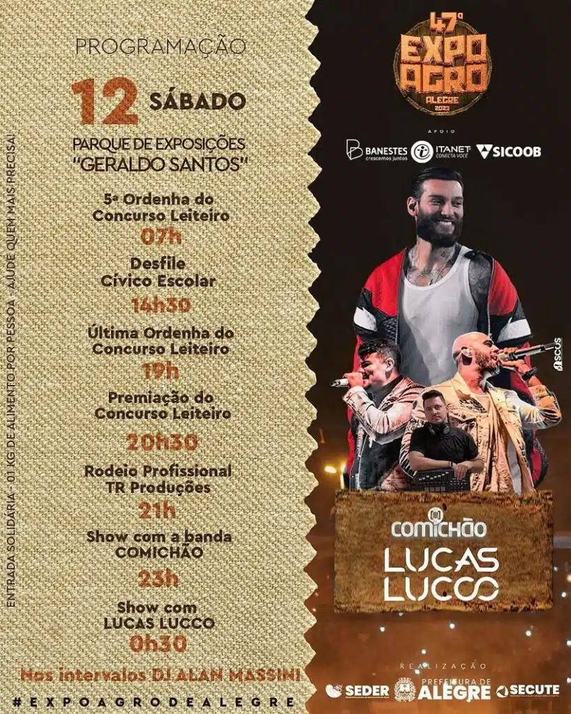 Foto mostra programação do quarto dia da Expoagro 2023 de Alegre