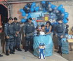 Menino de Alegre realiza sonho com aniversário temático da PM
