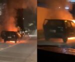 VÍDEO | Veículo pega fogo na Linha Vermelha em Cachoeiro