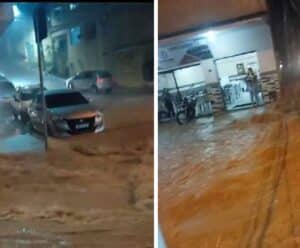 chuva alaga ruas de cidades no Caparaó