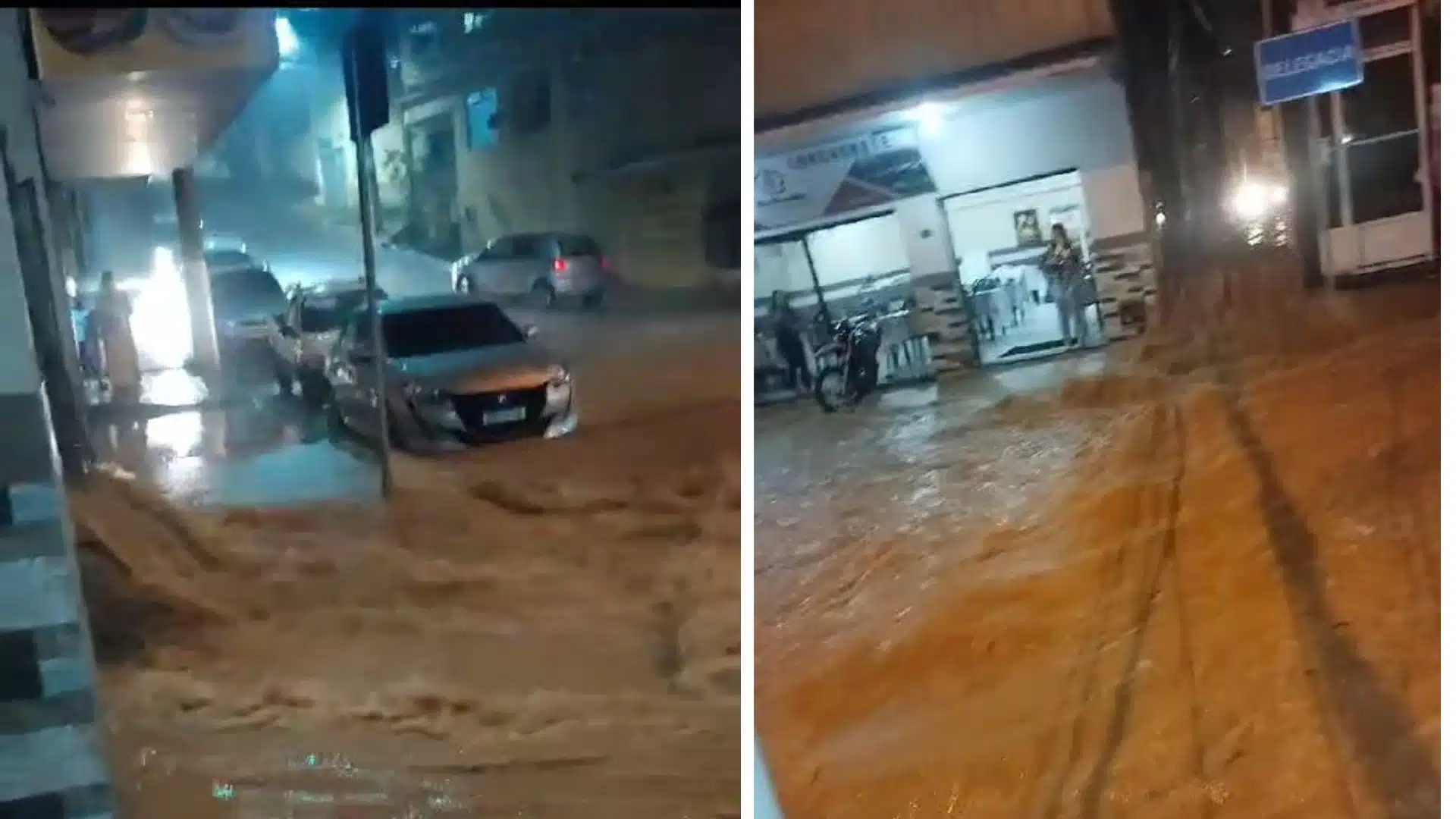 chuva alaga ruas de cidades no Caparaó
