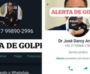 Criminosos usam imagem de chefe da Polícia Civil do ES para aplicar golpe Criminosos usam imagem de chefe da Polícia Civil do ES para aplicar golpe no WhatsApp