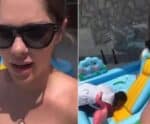 Bárbara Evans mostra funcionária inflando piscina com a boca e é criticada na web