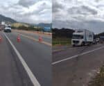 Pista é interditada para retirada de carreta acidentada na BR-101