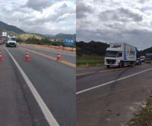 Pista é interditada para retirada de carreta acidentada na BR-101