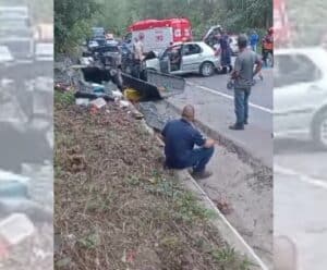 Acidente grave entre dois carros de passeio interdita pista da BR-262