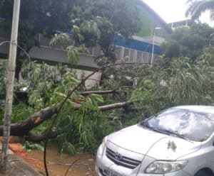 Chuva e ventos fortes causam transtornos em pontos de Cachoeiro