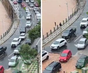 Manhã desta quarta (21) foi marcada por trânsito complicado em Cachoeiro trânsito lento em Cachoeiro - obras - buracos - Beira Rio