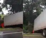 VÍDEO | Caminhão fica pendurado em ribanceira na BR-101 em Iconha