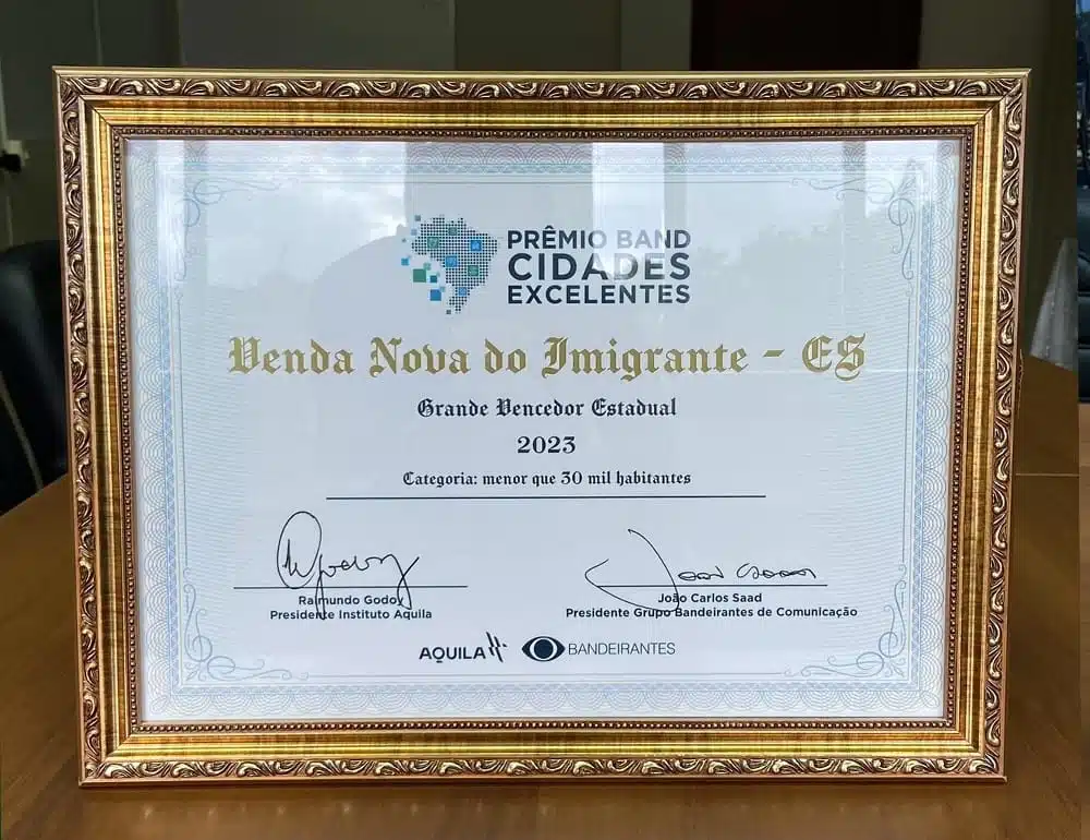 Certifica de Prêmio Cidades