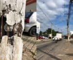 Postes ameaçam cair e causam preocupação entre comerciantes em Cachoeiro