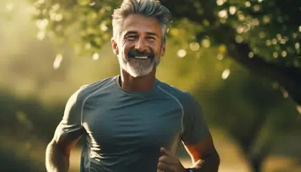 A foto mostra um homem se cuidando.