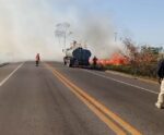 Trecho da BR-101 é interditado após incêndio de grande proporção