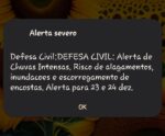 Alerta severo: cachoeirenses recebem alerta da Defesa Civil no celular