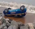 VÍDEO: aluna capota com carro de autoescola e cai no mar em Marataízes