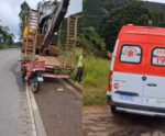 Motociclista se envolve em acidente com carreta em Ibatiba; veja vídeo