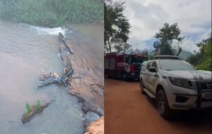 VÍDEO | Mulher é encontrada morta em Ibatiba imagem de um carro do corpo de bombeiros e da polícia civil no local onde o corpo foi encontrado