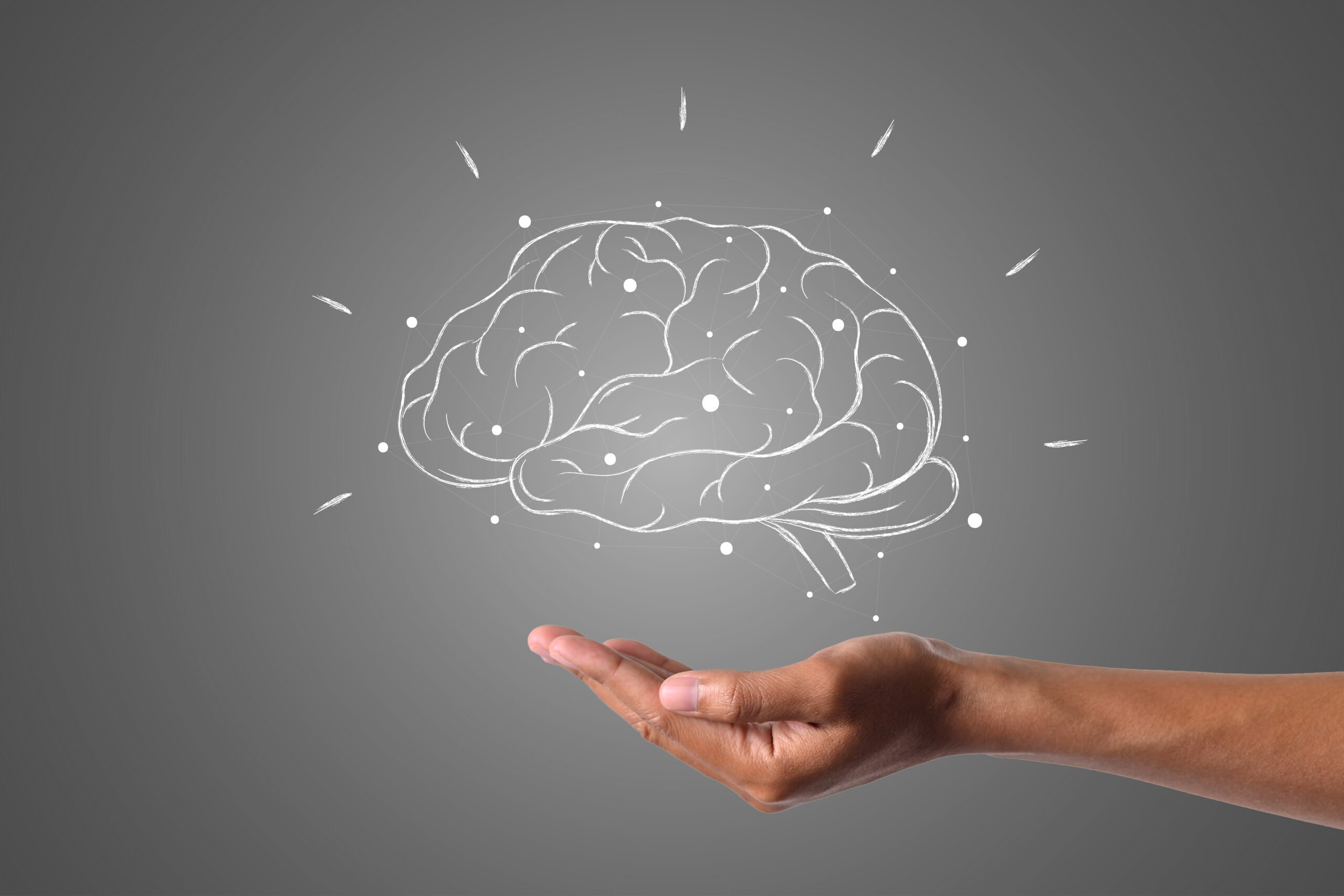brain writes with white chalk is on hand, draw concept. brain writes with white chalk is on hand, draw concept.