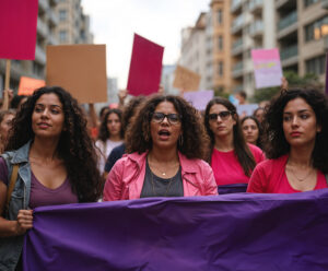 Webinário: Participação feminina no mercado e na política A foto mostra mulheres ativistas