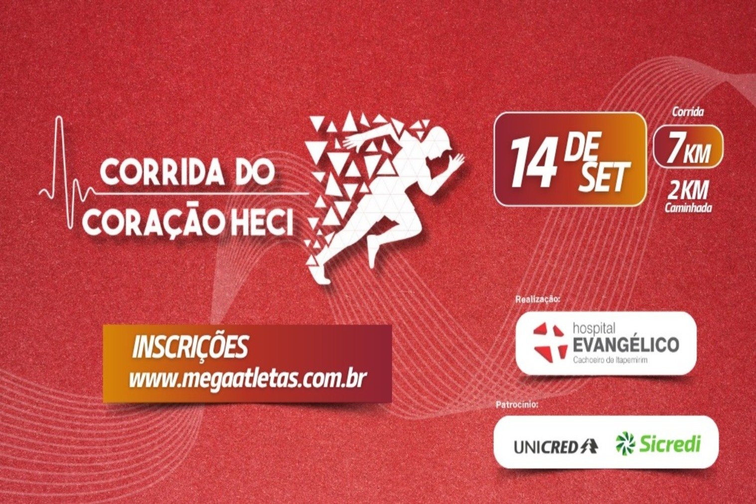 A foto mostra banner da 1ª Corrida do Coração