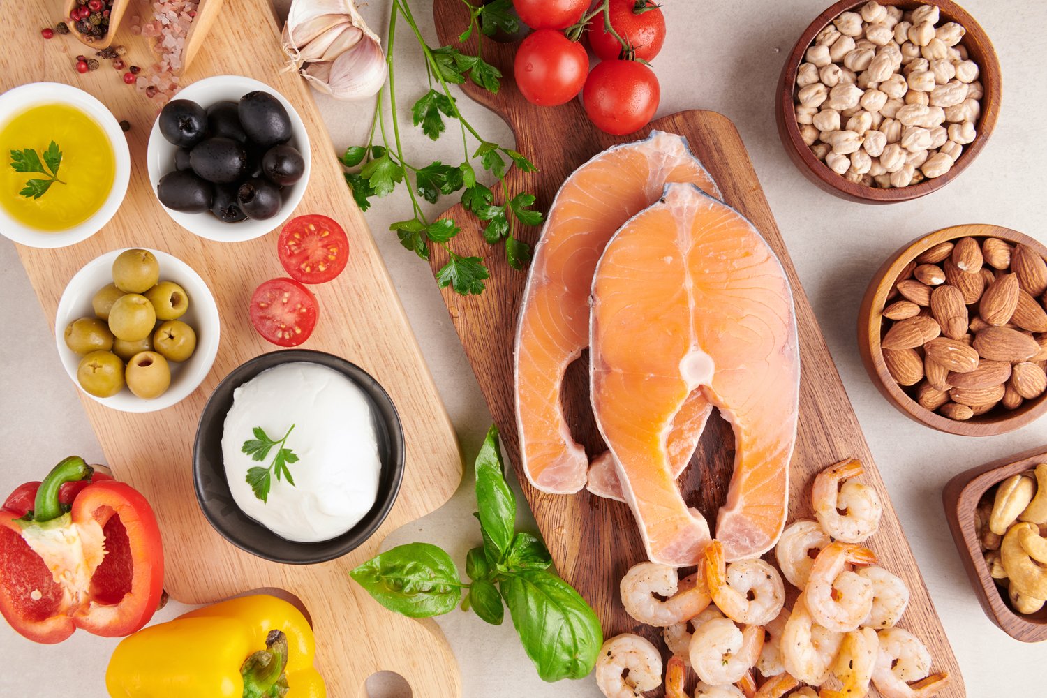 A foto mostra dieta mediterrânea