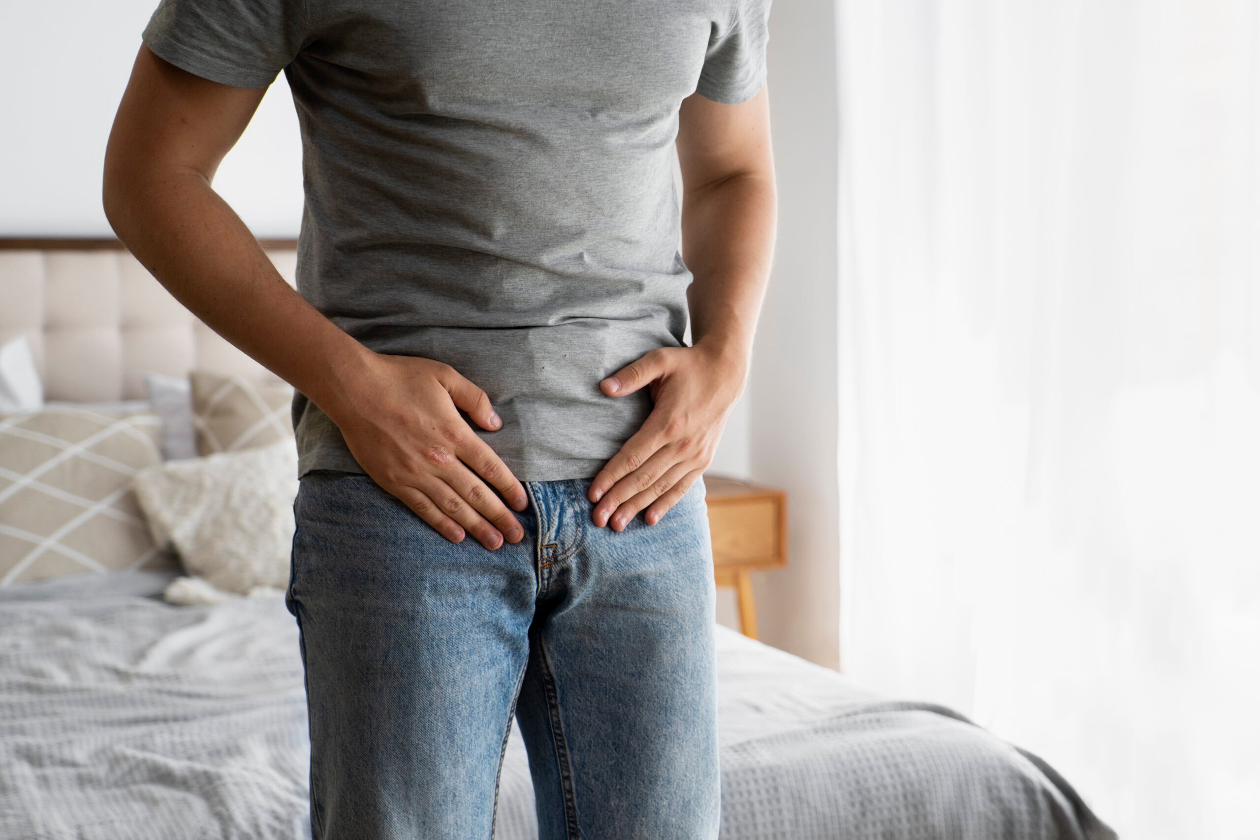 A foto alude a homem com bactérias no tecido genital