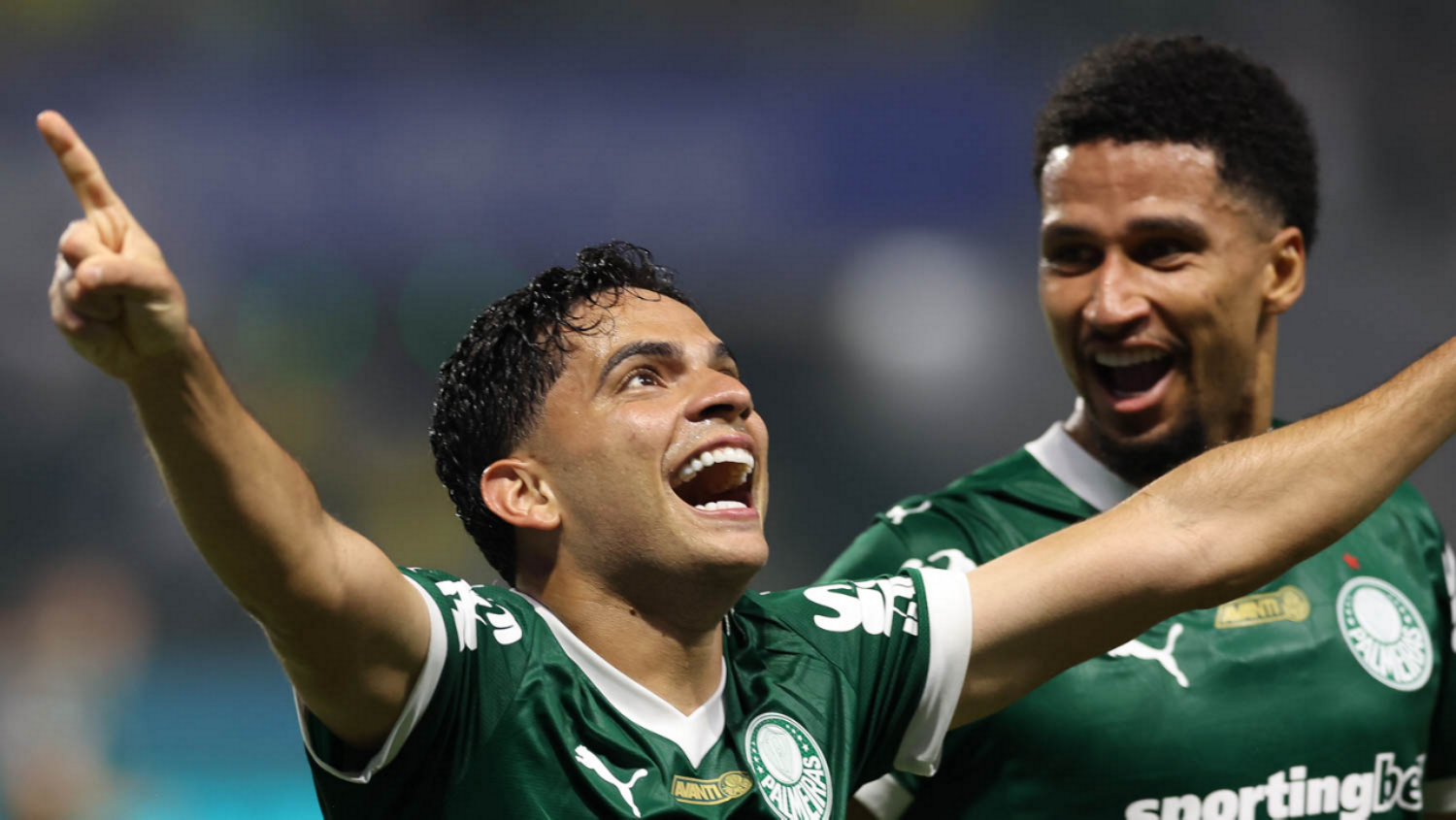 jogadores do palmeiras comemorando