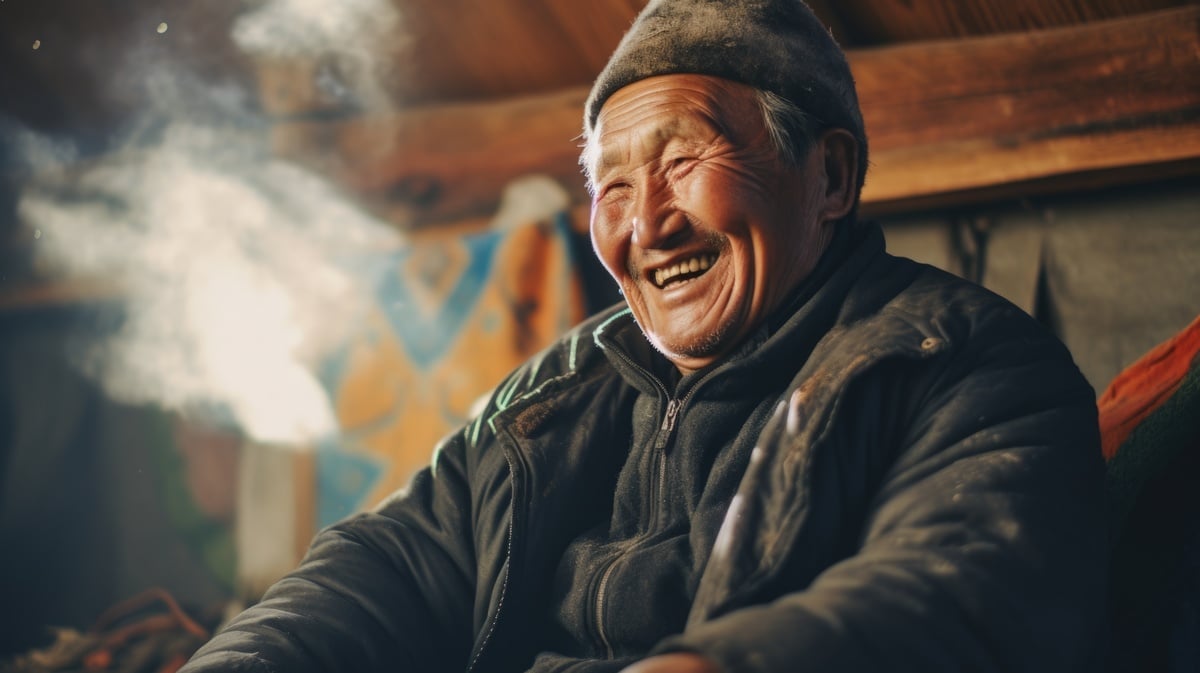 A foto mostra japonês centenário