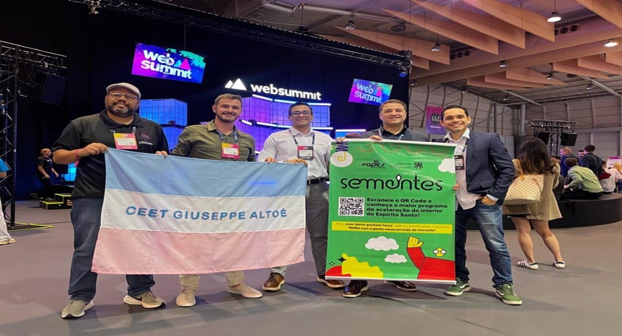 Na imagem, capixabas comemoram Inovação capixaba no Web Summit