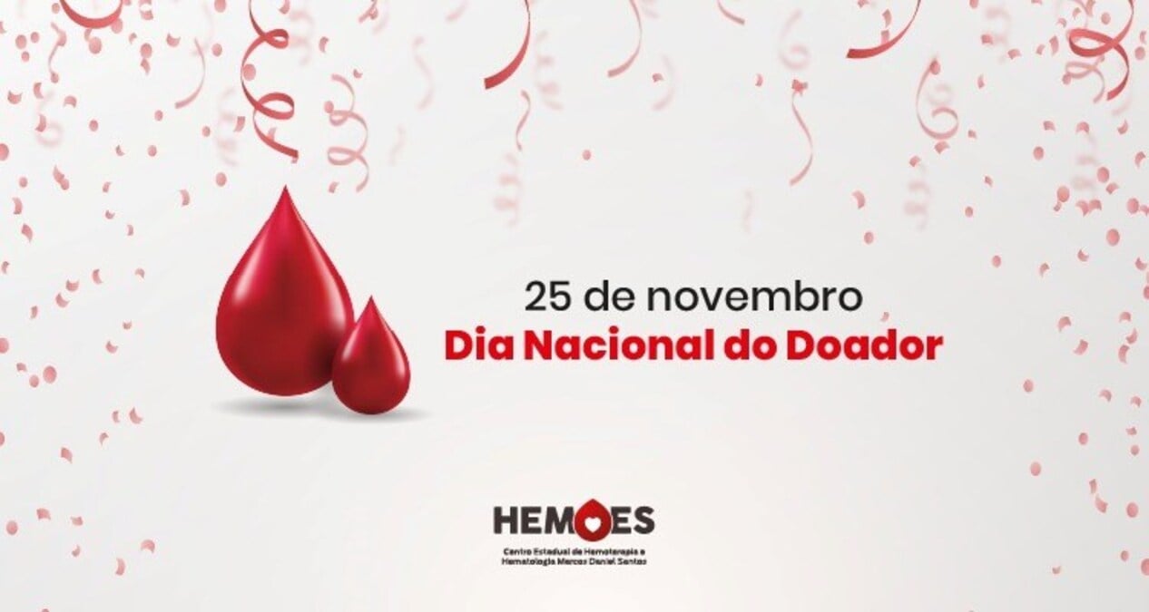 A foto mostra cartaz da SESA-ES sobre doador de sangue