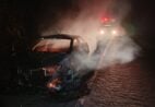 Família que voltava da igreja escapa de carro em chamas na BR 262 em Ibatiba