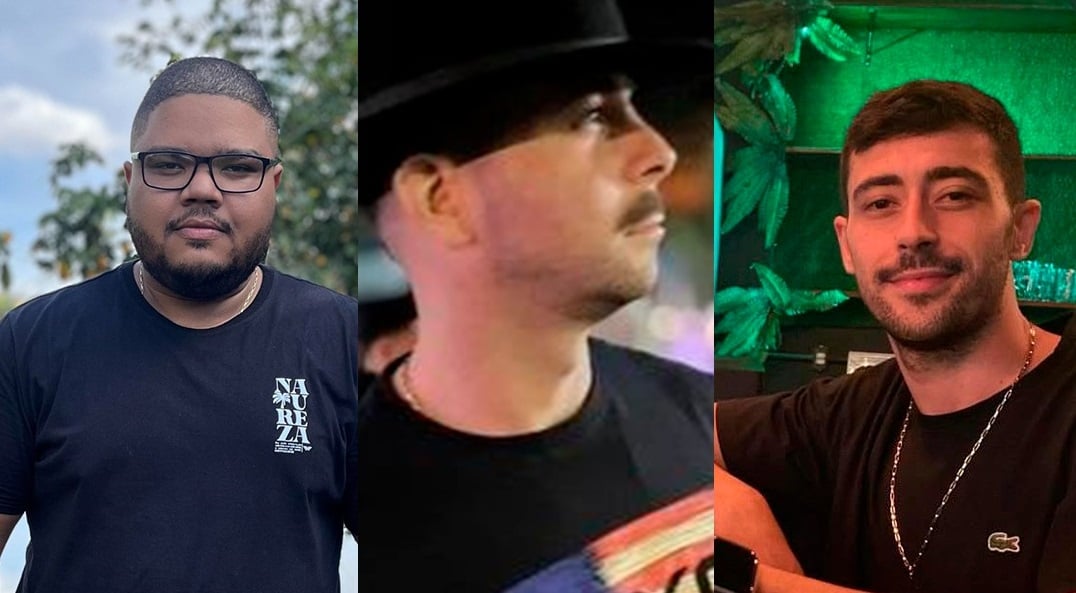 Imagem retrata três homens vítimas de acidente.