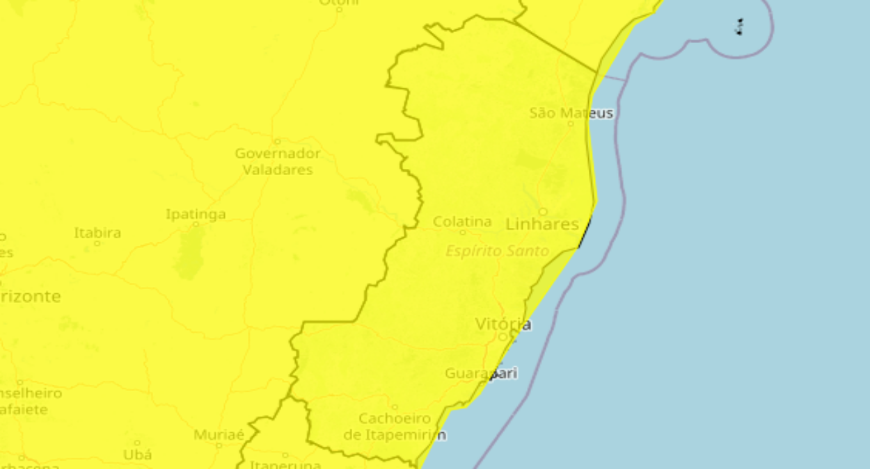 alerta de chuva intensa no Espírito Santo