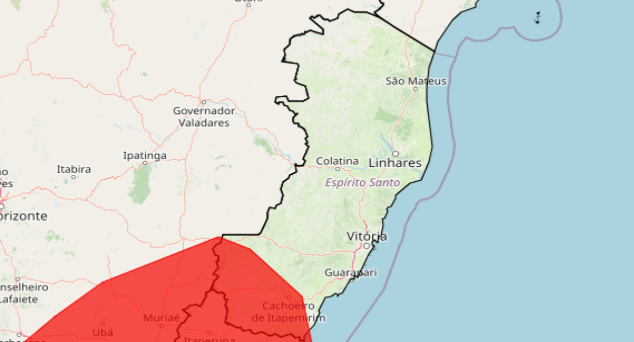 alerta vermelho de chuva no Espírito Santo
