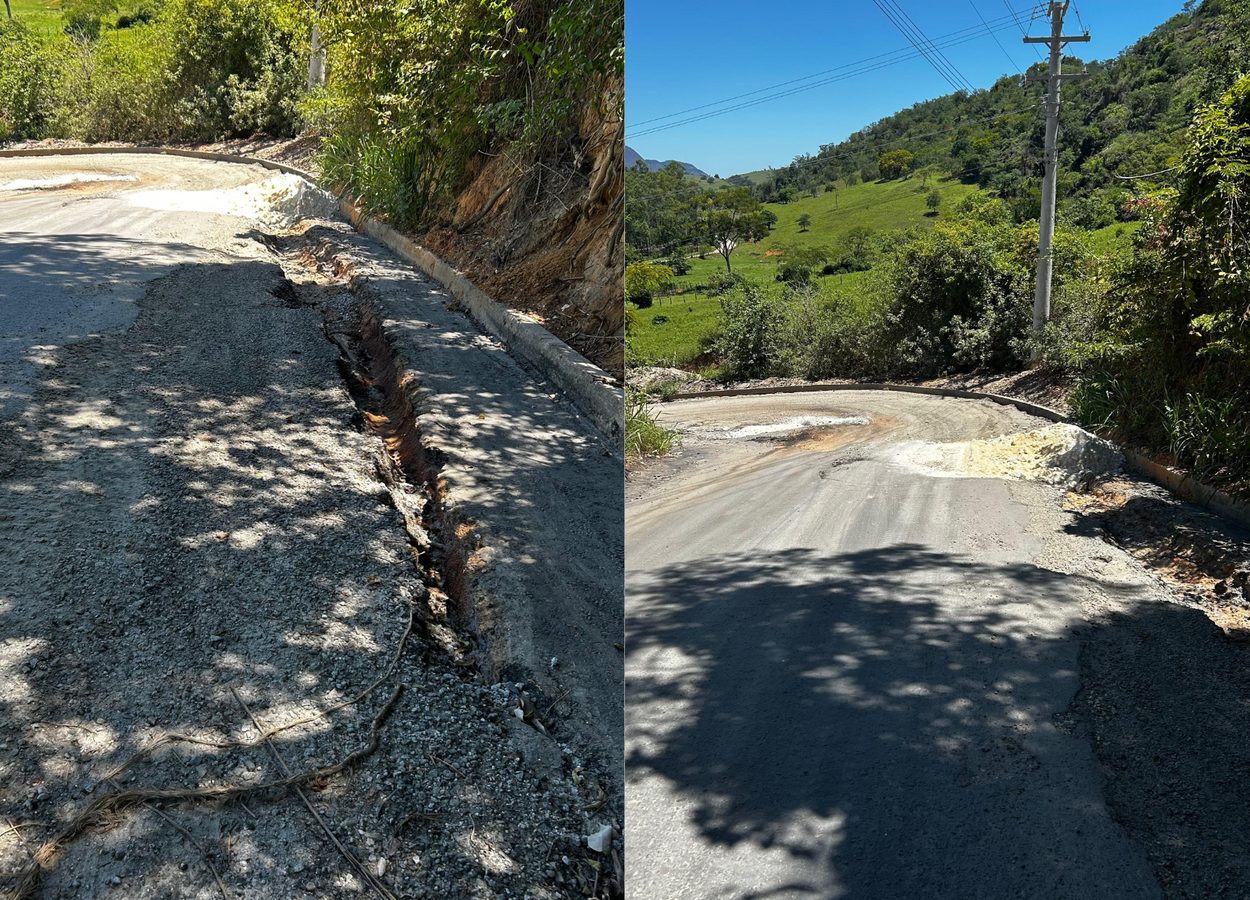 obra asfáltica inacabada no alto moledo em cachoeiro de itapemirim