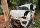 Colisão na BR 262 em Iúna deixa passageira ferida após queda de veículo