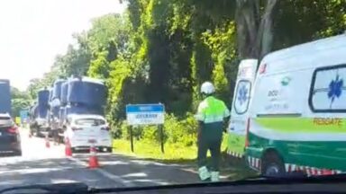 Engavetamento com quatro veículos é registrado na BR 101 em Rio Novo do Sul